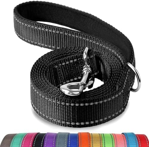 Joytale Dog Leash, 6 FT Double-Sided Reflective, Padded Handle Nylon Heavy Duty Leashes for Medium & Large Dogs Walking, Black…