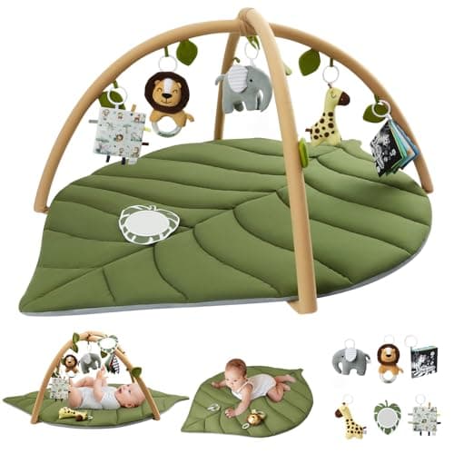 Blissful Diary Baby Play Gym & Activity Mat, Oversize Leaf Shaped…