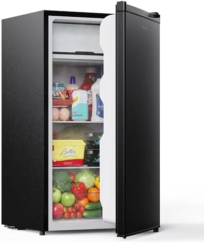 Upstreman 3.2 Cu.Ft Mini Fridge with Freezer, Quiet Efficient Small Fridge, Compact Refrigerator with…
