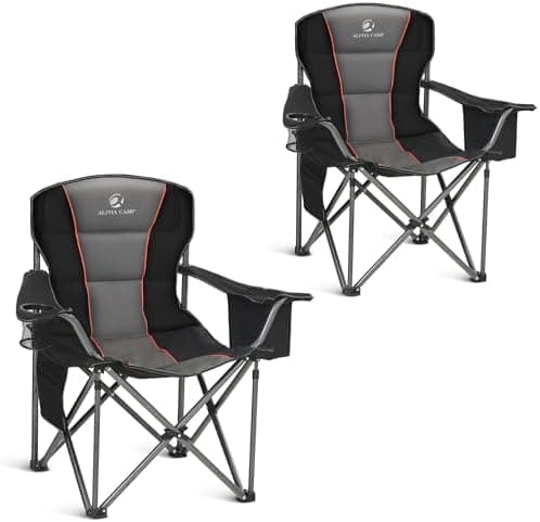 ALPHA CAMP Heavy Duty Camping Chair 500LBS Capacity, Oversized Folding Chair for Heavy People, Padded Portable Outdoor Chair with…