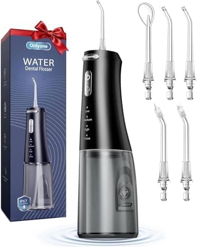 Onlyone Rechargeable Cordless Water Flosser with Adjustable Water Pressure for Daily Oral Care, Power Dental Flosser for Home and…