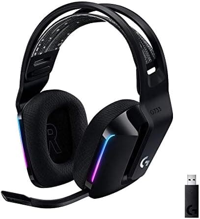 Logitech G733 Lightspeed Wireless Gaming Headset, Suspension Headband, Lightsync RGB, Blue VO!CE Mic, PRO-G Audio – Black, Gaming…