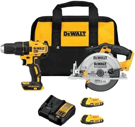 DEWALT 20V MAX Cordless Drill Driver and Circular Saw Combo Kit with 2 x 2 Ah Batteries and Charger, Contractor Bag (DCK252D2)
