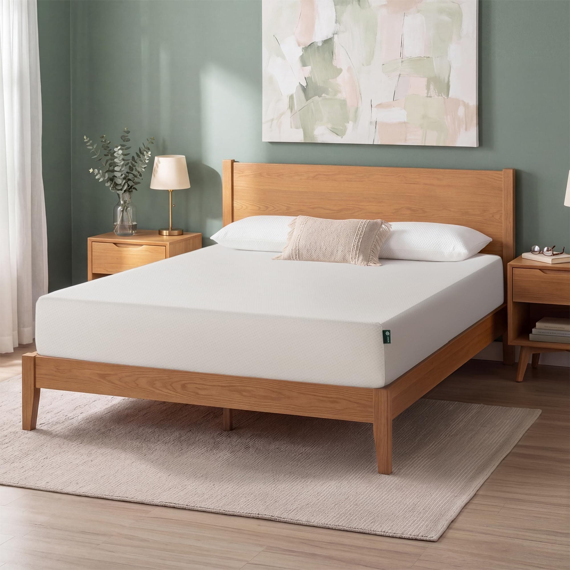 Zinus 12 Inch Queen Green Tea Memory Foam Mattress [New Version], Fiberglass Free, Medium Firm Feel, Zoned…