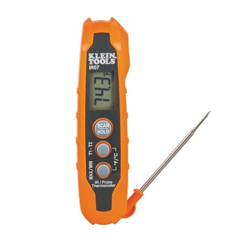 Klein Tools IR07 Dual Infrared (IR) and Probe Pocket Size LCD Digital Thermometer