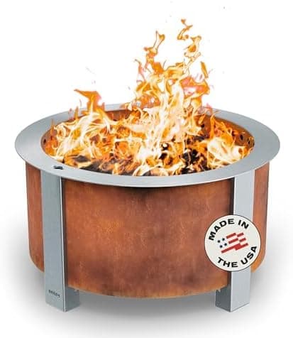 Breeo Smokeless Fire Pit (X Series 24, Corten Steel) | 27.5 inch Smokeless Firepit for Outside | 62…