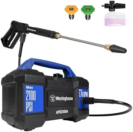 Westinghouse ePX3100v Electric Pressure Washer, 2100 Max PSI 1.76 Max GPM, Built-in Carry Handle, Detachable Foam Cannon…