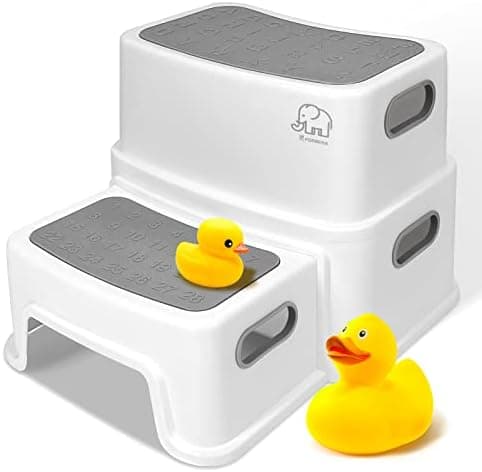 Forbena Toddler Step Stool for Bathroom Sink, 2 Step Stool for Kids Toilet Potty Training, Non-Slip Toddlers Baby Child Kid…