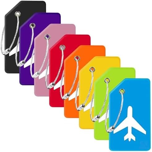 Gostwo 8 Pack Silicone Luggage Tags for Suitcases, TSA Approved, Privacy Protection Suitcase Bag Tag with Stainless Loop, Plane…