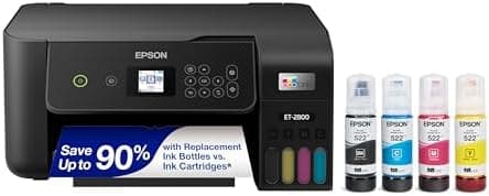 Epson EcoTank ET-2800 Wireless Color All-in-One Cartridge-Free Ink Supertank Printer with Scan and…