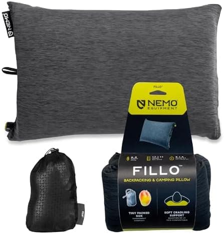 Nemo Equipment Fillo Backpacking & Camping Pillow - Black Pearl/Birch Bud - One Size