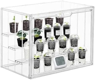 Clear Mini Greenhouse Indoor, Small Portable Tabletop Green House with Magnetic Door for Seed Starting, Plant Grow Warmer and…