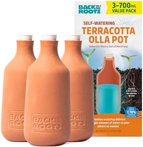 Back to the Roots Self-Watering Terracotta Olla Pot (Pack of 3), 700mL Provides 1 Week of Precision Watering
