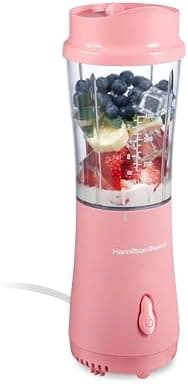 Hamilton Beach Portable Blender for Shakes and Smoothies, 14 Oz BPA Free Travel Cup & Lid, Durable Stainless Steel Blades…