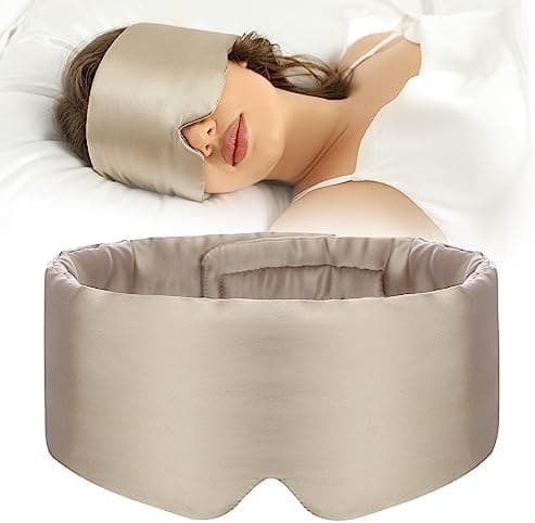 SECZIPE 100% Mulberry Silk Sleep Mask Eye Mask for Women Man with Adjustable Band, for Side Sleeper Blackout…