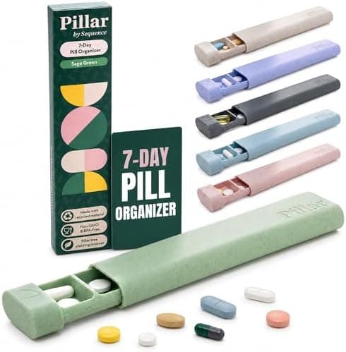 Pillar - 7-Day Pill Organizer | Weekly Medicine Pill Container Travel Box - Aesthetic Medication Holder - Stylish Travel Pill…