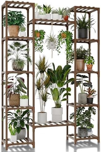 GENTINGBRO Plant Stand Indoor Outdoor 62.2“ Tall Plant Shelf Large Tiered Flower Stands for Multiple Display Wood Hanging Planter…