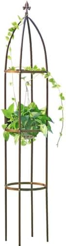 100% Metal Obelisk Garden Trellis 6.3 Feet Tall Sturdy Plant Support for Climbing Vines and Flowers Stands,1pc Upgrade (Bronze…