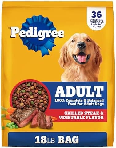Pedigree Adult Dry Dog Food, Complete Nutrition, Grilled Steak & Vegetable Flavor, 18 lb. Bag