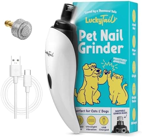 LuckyTail Pet Nail Grinder for Dogs and Cats - Super Quiet and Low Vibration Electric Dog Nail Grinder with 2…
