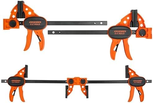 Jorgensen 6" Bar clamps for woodworking - 4-Pack, One-Hand Light Duty…