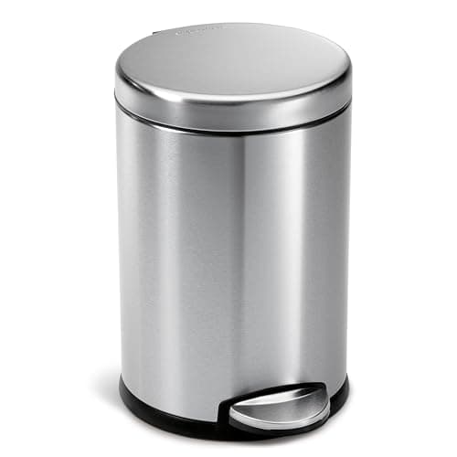simplehuman Round Step Can, 4.5L / 1.2 Gallon Compact Bathroom Trash Can, 150,000-Step Pedal, Lid…