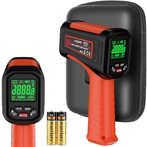 -58℉~3272℉ Infrared Thermometer IR Gun, High-Temp Digital Temperature Gun, 50:1 Non-Contact Pyrometer for Kiln, Forge, Furnace…