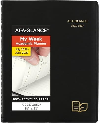 AT-A-GLANCE Planner 2026-2027 Weekly & Monthly Academic 12-Month July-June Quarter-Hourly Appointment Book…