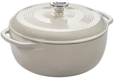 Lodge Essential Enamel Cast Iron Dutch Oven 6 Quarts - Perfect for Bread Baking, Braising, Marinating & Slow…
