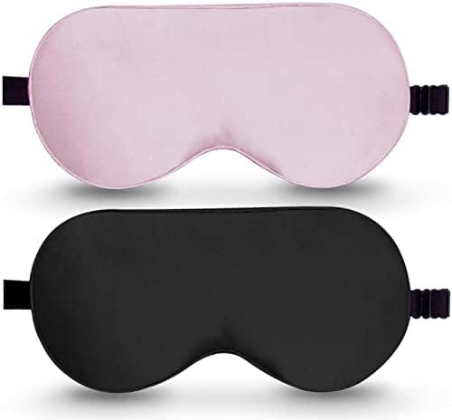 BeeVines 100% Real Mulberry Silk 2 Pack Sleep Mask, Natural Pure Silk Eye Masks with Adjustable Strap for Sleeping, 100% Block…