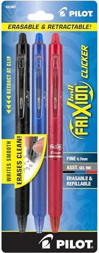 PILOT FriXion Clicker Erasable, Refillable & Retractable Gel Ink Pens Fine Point 0.7mm, Erasable Pens…