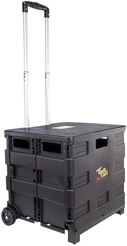 dbest products Quik Cart Collapsible Rolling Crate on Wheels for Teachers Tote Basket 80 lbs…