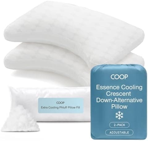 Coop Home Goods Essence Cooling Crescent Down Alternative Pillow Set…