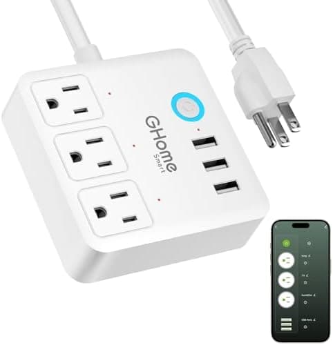 GHome Smart Power Strip Surge Protector 10A, Smart Plug that Works with Alexa & Google Home, 6 in 1 WiFi Outlets with APP…
