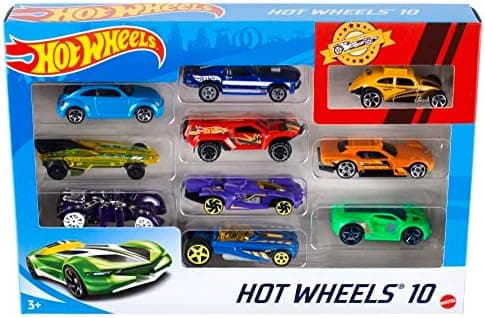 Hot Wheels Set of 10 1:64 Scale Toy Trucks and Cars for Kids and Collectors, Styles May Vary (Amazon…