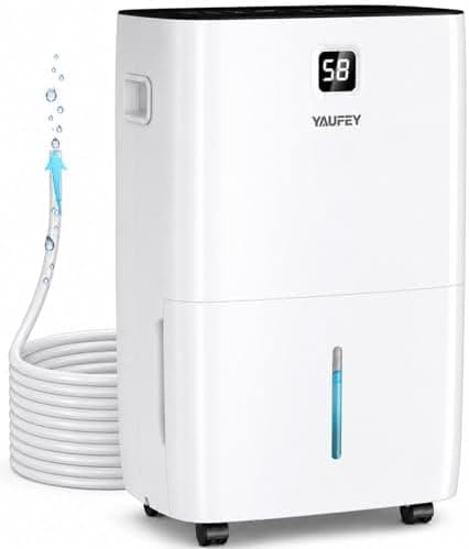 Yaufey 150 Pints Dehumidifier with Pump for Home, Basement and Large Room up to 8000 Sq. Ft., With Drain Hose, Timer, Intelligent…