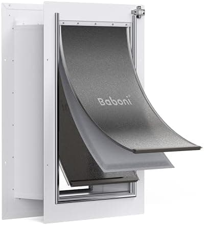 Baboni Pet Door for Wall,3-Flap,Steel Frame and Telescoping Tunnel, Aluminum Lock, Double Flap Dog…
