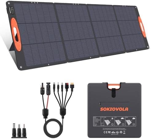 SOKIOVOLA N-Type 16BB 200W Portable Solar Panel for EF/Jackery/Bluetti/Anker Power Station Foldable Solar Panel 25% High…
