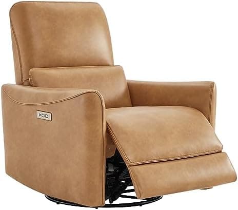 CHITA Power Recliner Chair Swivel Glider, FSC Certified Upholstered Faux Leather Living Room…
