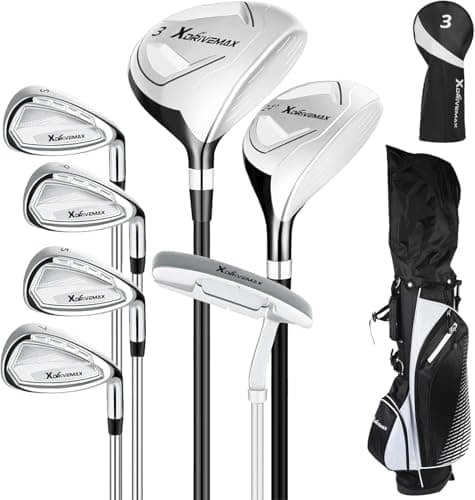 XDriveMax 8-Piece Right & Left Hand Complete Golf Club Set for Men & Women: Wood, Hybrid, Irons, Putter & Bag - Beginner…