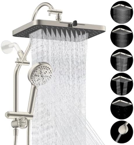Hibbent cUPC Certified 13'' Shower Head Combo, High Pressure 5 Spray Rainfall Showerhead, 10 Spray Handheld…