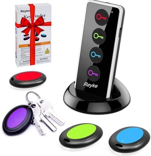 Reyke Key Finder, 80dB+ RF Item Locator Tags with 131ft. Working Range, Wireless Remote Tracker for Wallet, Phone, Glasses, Pet…