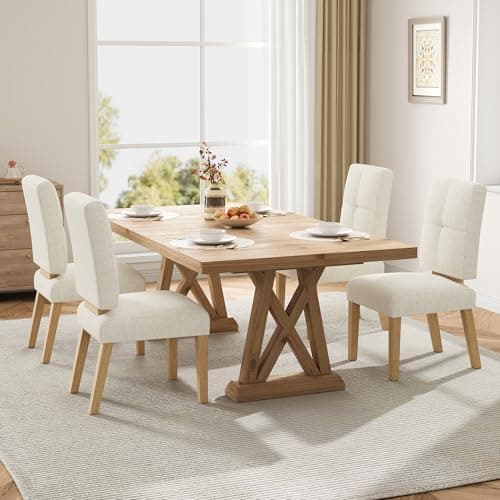 HOMRELEXA Wooden Dining Chairs Set of 4, Dining Room Chairs with Wood Legs, Cloud-Like Cushion & Reinforcement Structure Design…