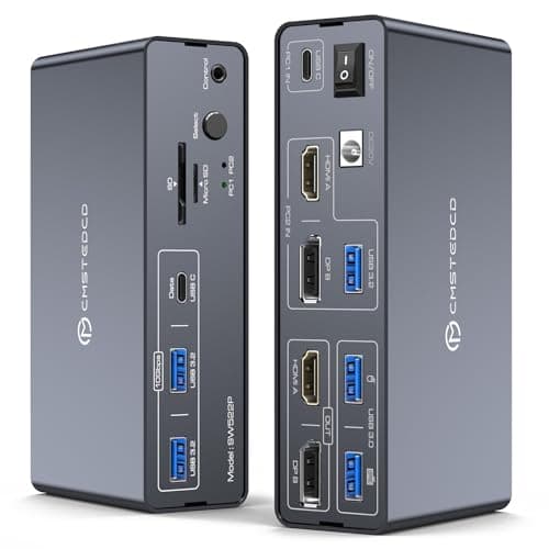 KVM Switch 2 Monitors 2 Computers Docking Station USB C + HDMI/DP Input with 100W PD, 4K60Hz/4K120Hz Displayport HDMI Dual…