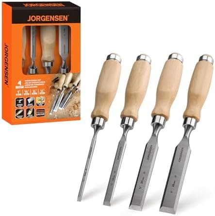 Jorgensen 4-Piece Wood Chisel Set, Chromium Alloy Steel Beveled Edge Wood Chisels, Wood Chisels for Woodworking, Ergonomic…