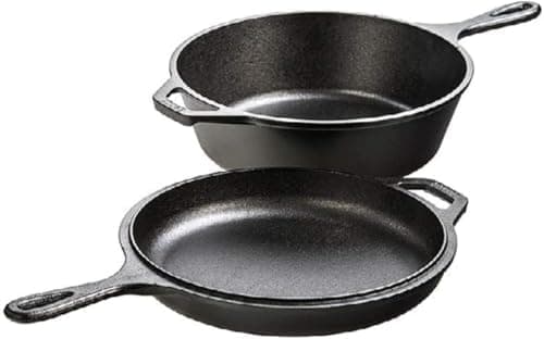 Lodge Cast Iron Combo Cooker - PFAS-Free 2-in-1 3.2 Quart Deep Pot and 10.25 Inch Skillet Set - Dutch Oven…