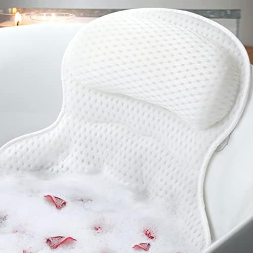 Bath Pillow Bathtub Pillow, Luxury Bath Pillows for Tub Neck and Back Support, Bath Tub Pillow Headrest with Soft 4D Mesh Fabric…