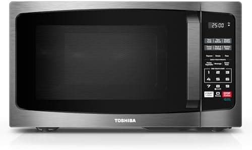 TOSHIBA ML-EM09PA(BS) Small Microwave Oven with 6 Auto Menus, Mute Function, LED Lighting Countertop Microwave Perfect for…