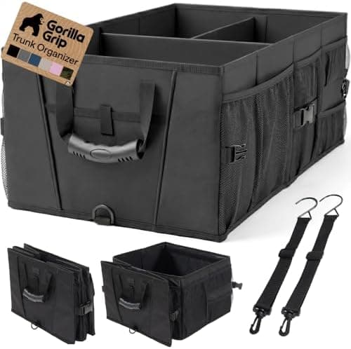 GORILLA GRIP Trunk Organizer for SUV and Cars, Large Capacity Collapsible Car Trunk Storage Organizer, Heavy Duty Car…
