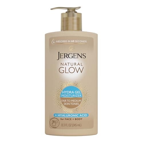 Jergens Natural Glow Hydra Gel Moisturizer, Gradual Tanning Lotion with Hyaluronic Acid, Hydrating Tanning Gel, Fragrance-Free…